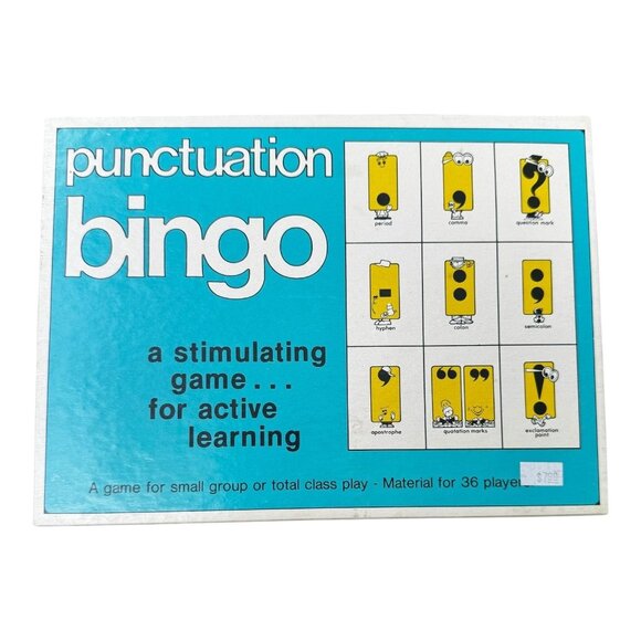 Vtg Punctuation Bingo Educational Game Active Learning Trend Ent 2-36 Players - Picture 1 of 3